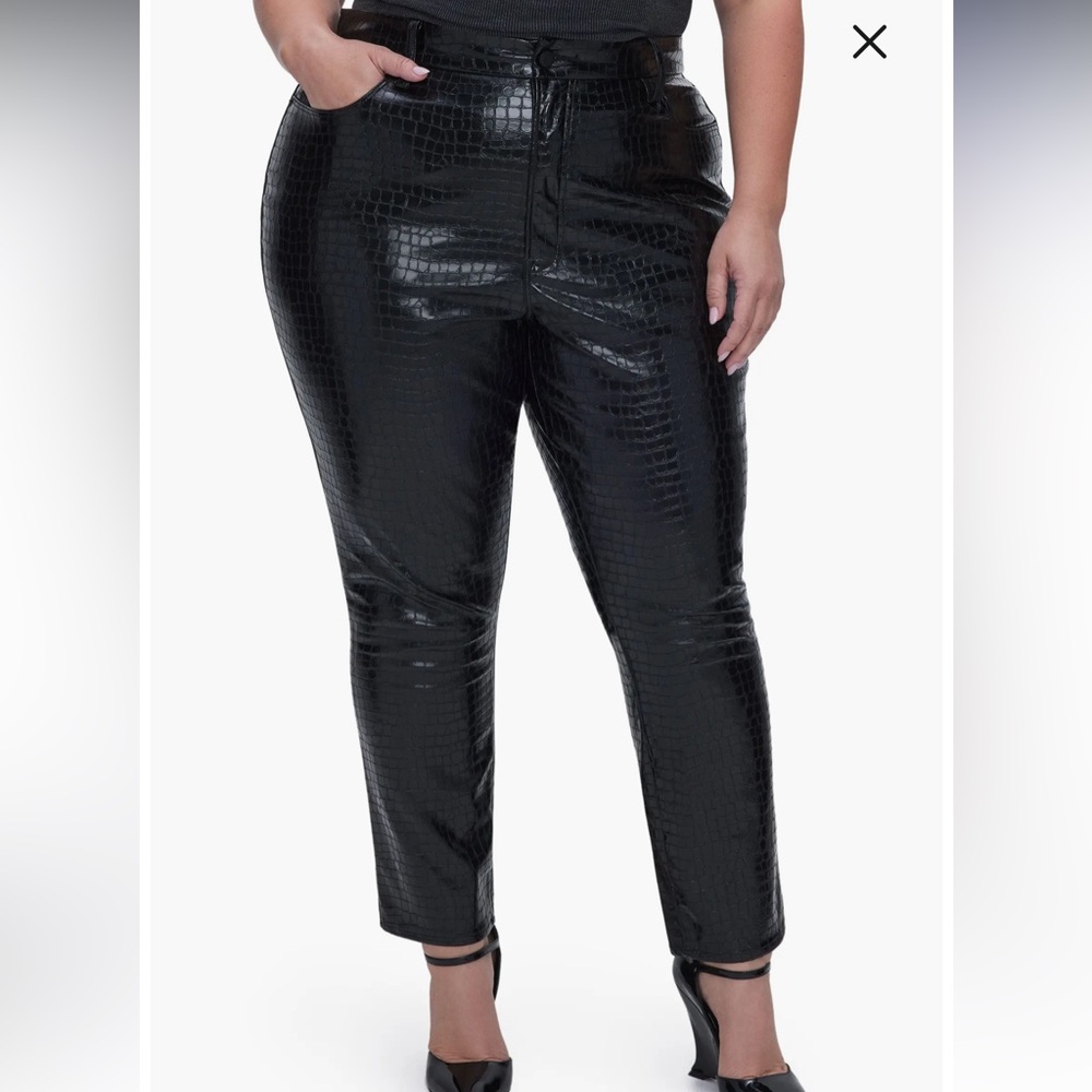 Good American Classic Croc Embossed Faux Leather Ankle Pants New With Tags 14 - Picture 7 of 13